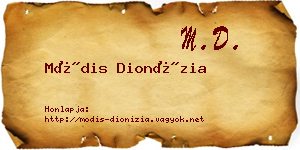 Módis Dionízia névjegykártya
